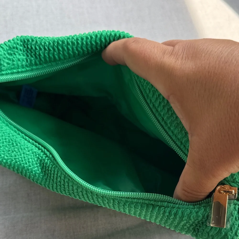 kate spade green woven cosmetic pouch